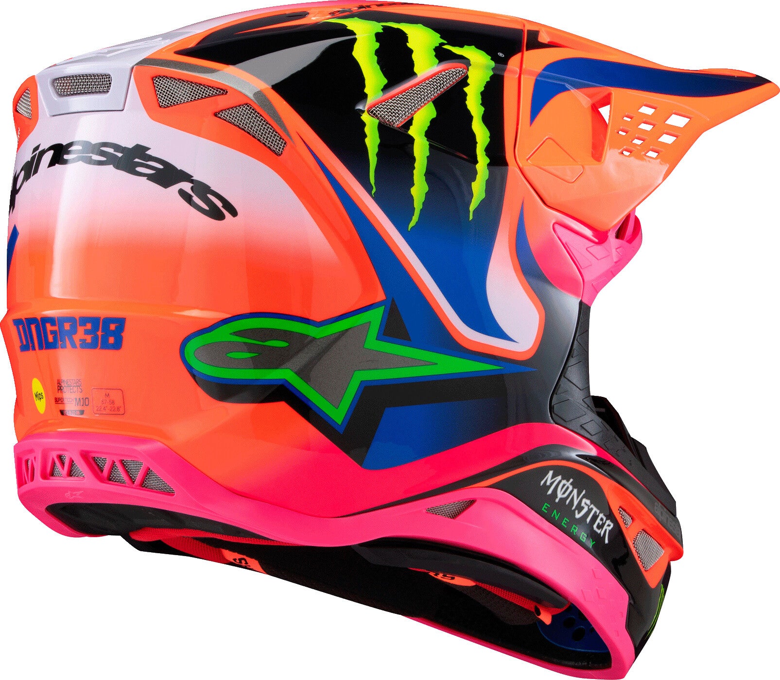 S-M10 DEEGAN HELMET ORNG FLO/PRPL/PNK FLUO 2X