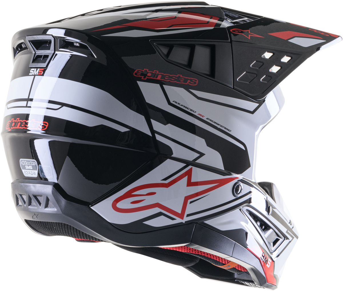 S-M5 ACTION 2 HELMET BLK/WHT/BRT RD GLOSSY 2X