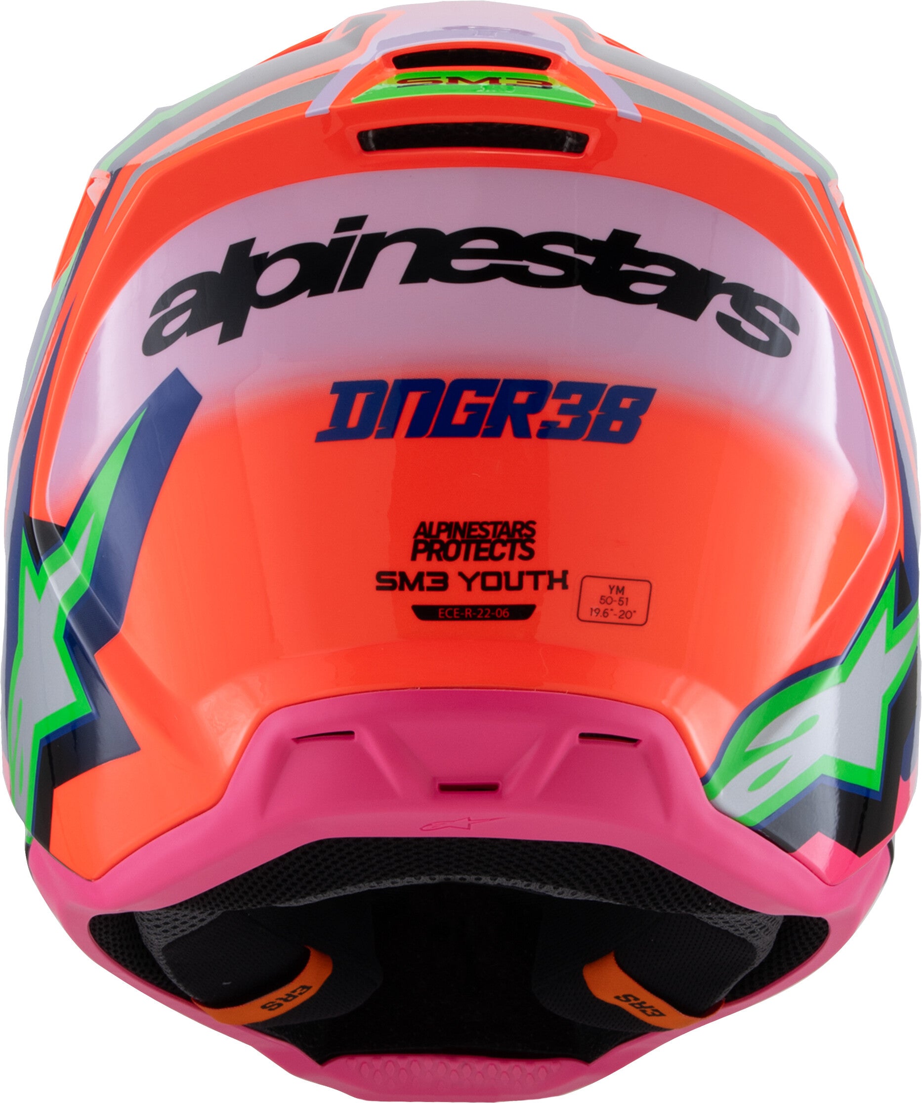 SM3 YOUTH DEEGAN HELMET ORNG FLO/PRPL/PNK FLUO YL