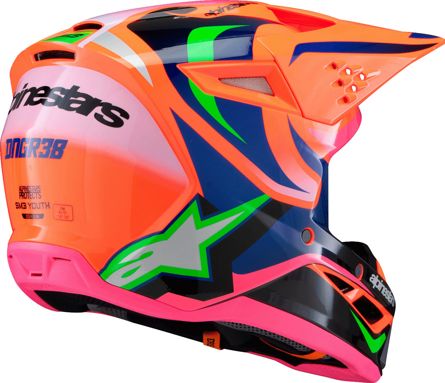 SM3 YOUTH DEEGAN HELMET ORNG FLO/PRPL/PNK FLUO YL